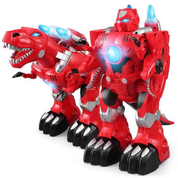 BATTERY OPERATED TRANSFORMING ROBOT TO DRAGON KIDS TOY with REMOTE CONTROL | RED