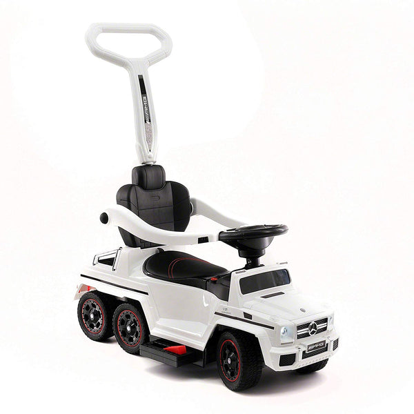 Battery Powered Children Electric Ride On Convertible Push and Foot to Floor Car Mercedes G63 AMG 6x6 (White)