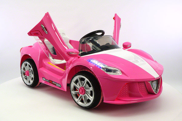 12V Ferrari Style Kids Battery Powered Ride-On Car With MP3 and Parental Remote Control in Pink