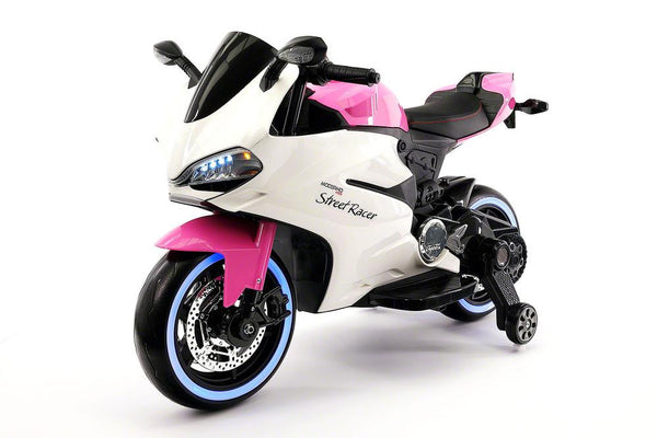 Street Racer 12V Electric Kids Ride-On Motorcycle | Pink